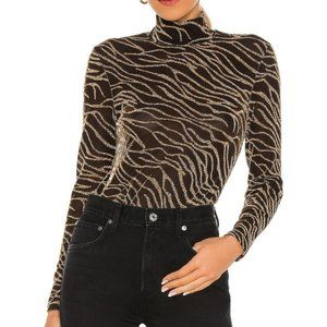 BB DAKOTA Gilt Trip Top Metallic Sheer Zebra Animal Print Sz S